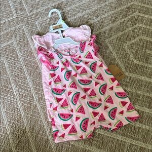 Chick Pea Pink & Watermelon Print Baby Rompers 2 Pack